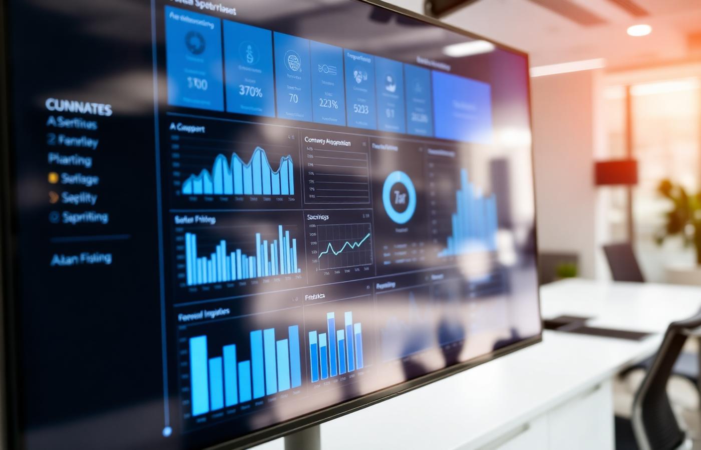 Analytics dashboard displayed on a large monitor