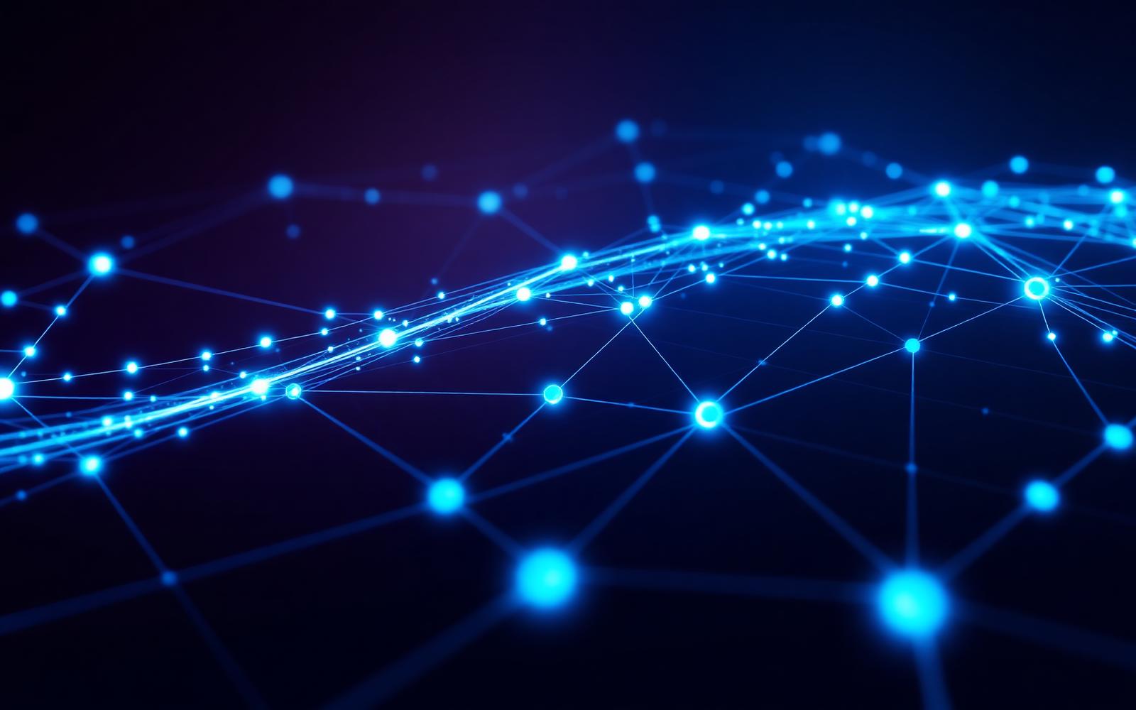 Abstract blue network topology visualizing distributed systems